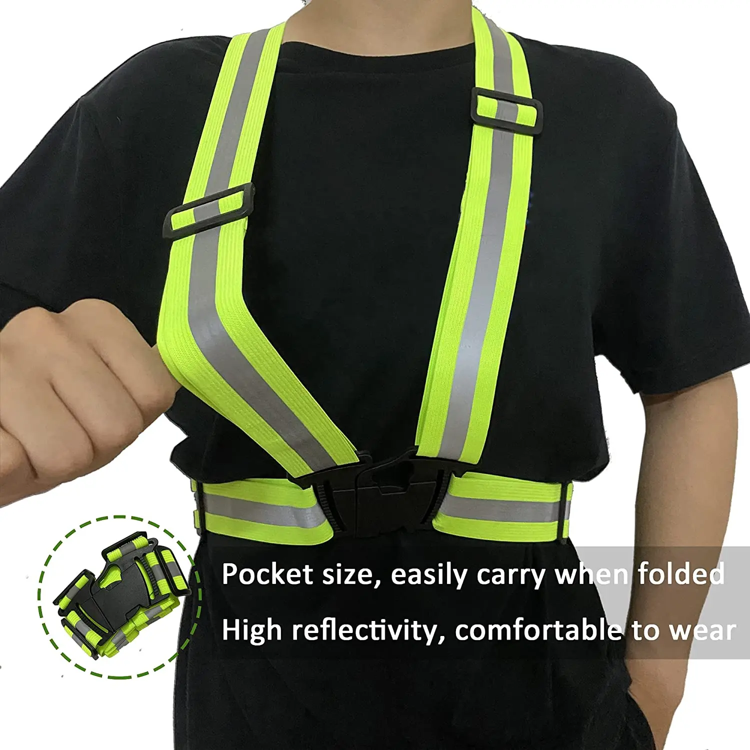 High Visibility Reflective Safety Vest Suspenders Adjustable Belt Outdoor Running Reflective Safety Vest Straps