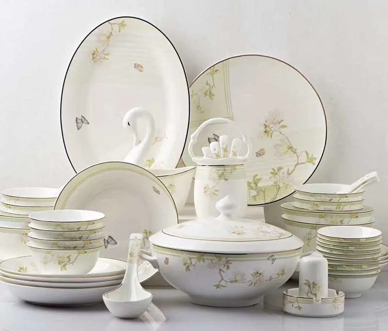 New design high quality unique style Ceramic bone china decal 50PCS Dinnerware+Sets for 4 people-wang9