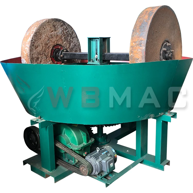 High Efficiency Gold Ore Processing Plant 2 Wheel Vertical Gold Grinding Milling Machine 1200 Wet Pan Mill