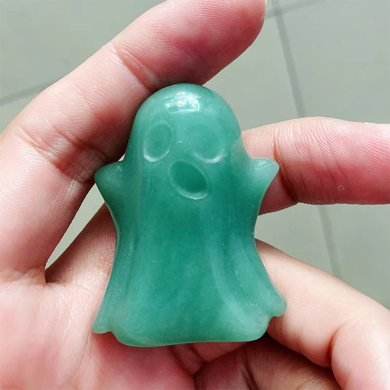 ODM OEM Natural Crystal Stone Ghost Figurine Statue Hand Carved Gem Halloween Specter Spirit Reiki Healing Crystal Tumble Stones