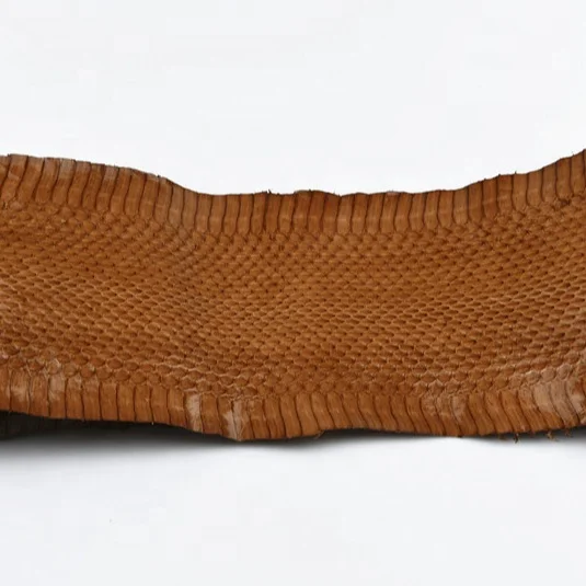 Glossy Brown color real water snake skin leather for shoes