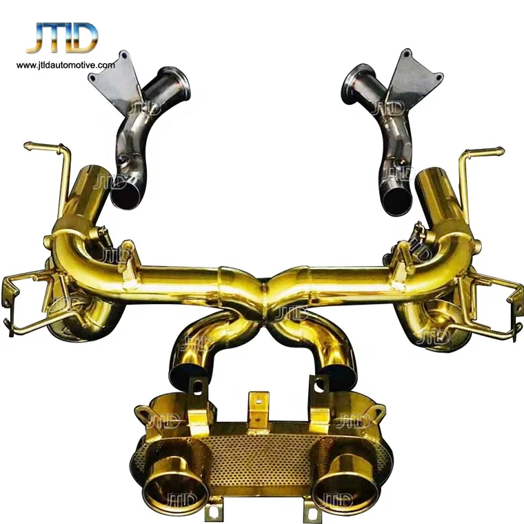 Stainless steel gold plating car valvetronic exhaust catback system for Ferrari 458 Italia exhaust