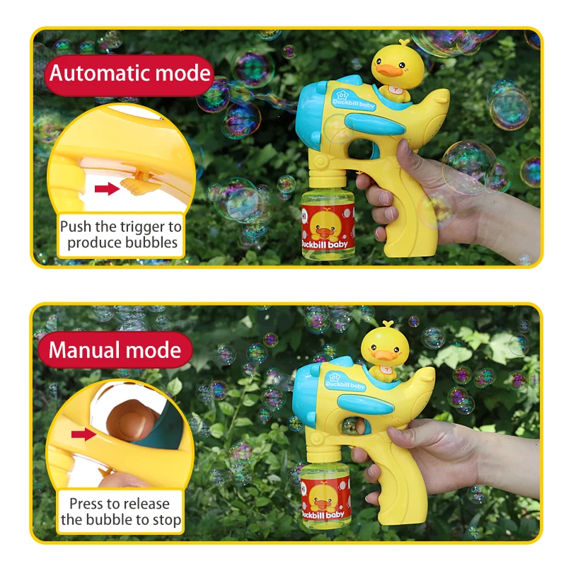 wholesale summer outdoor soap duckbill automatic bubble water blowing machine maker bubble shooter gun for kids