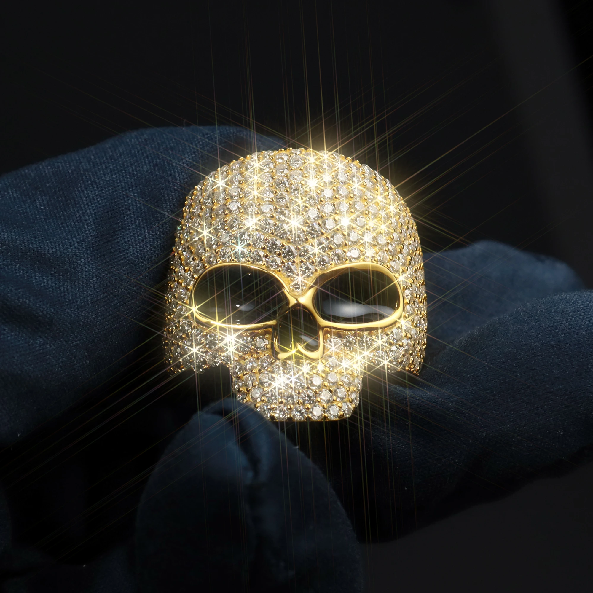 Personalized Luxury Iced Out Skelton Silver And VVS1 Moissanite Ready To Ship Customized HipHop Rings Print Inner Mark