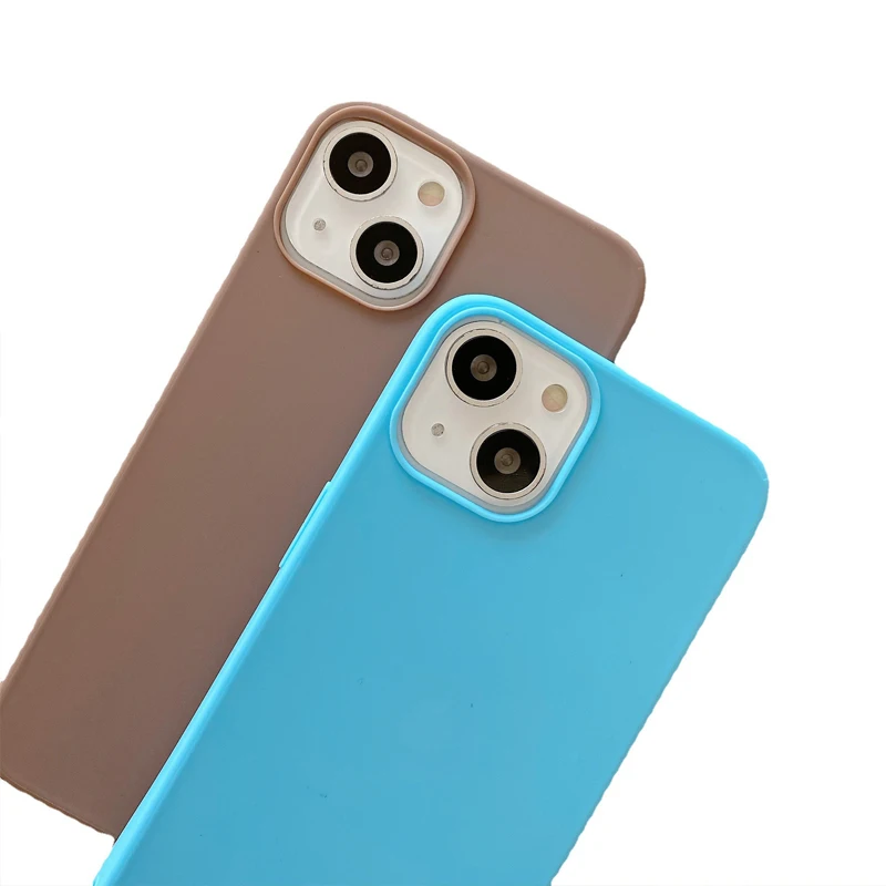 Soft Rubber Candy Frosted texture phone case Silicone tpu big hole material For Iphone 11 12 13 14 Case