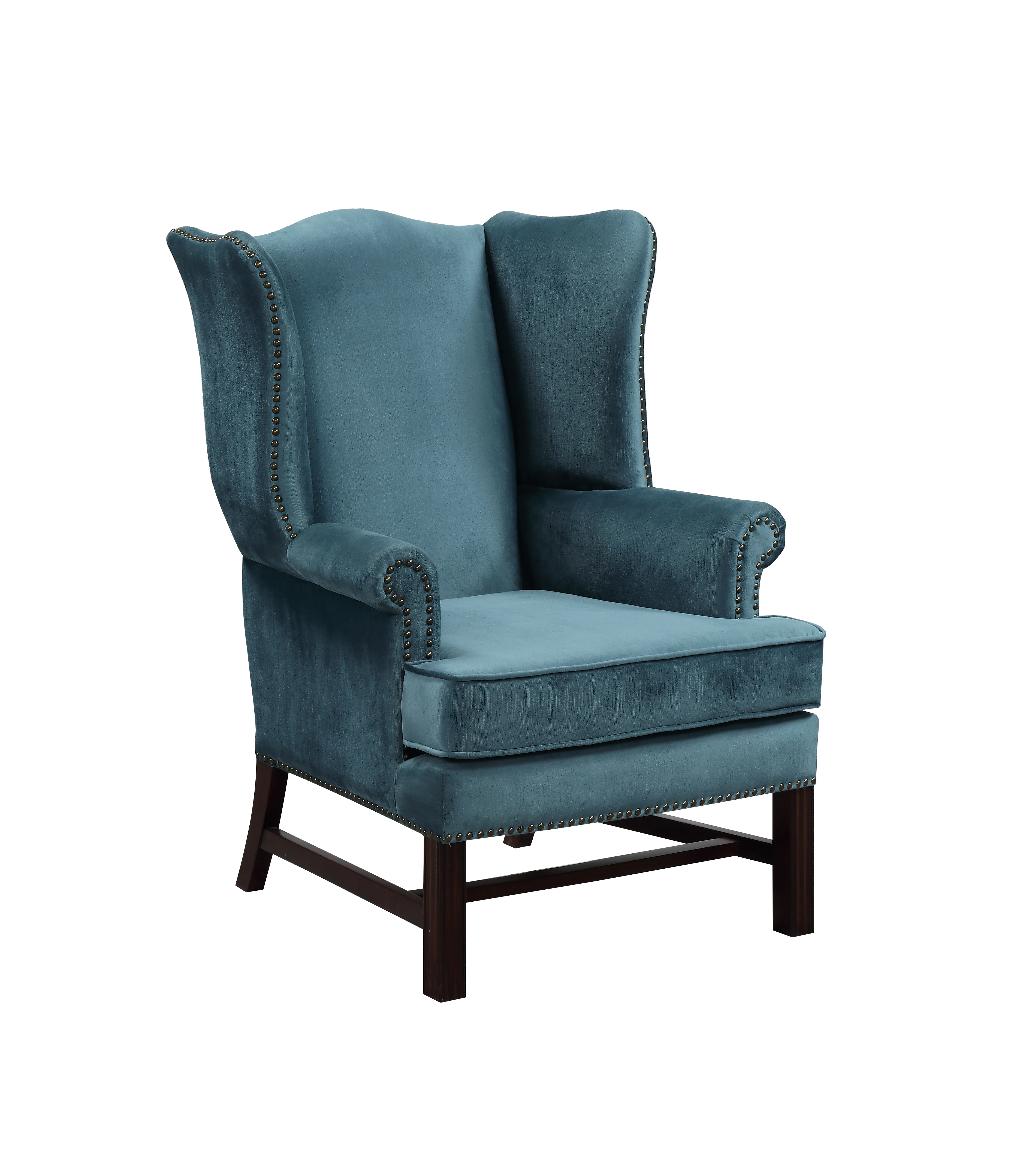 Бархатные стулья, тканевые ножки из массива дерева, кресло с крыльями, роскошное современное кресло с мягкой обивкой, синее кресло для гостиной Kd