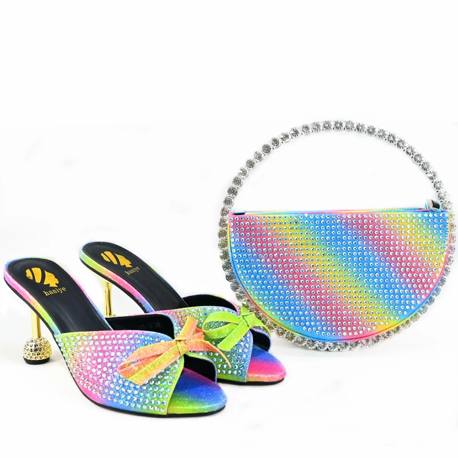 African Italian Party Nigerian Female Shoes Women Ladies Shoe And Bag Purple Set Matching Mature High Heel