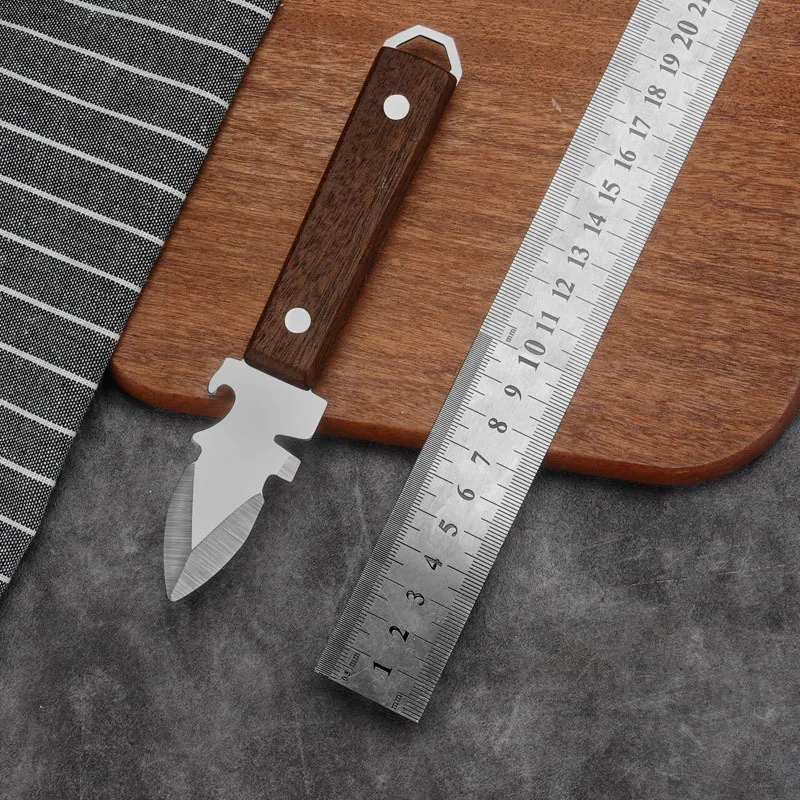 Heavy Duty Seafood Clam Knife Shellfish Opener Stainless Steel Shucking knife with Non-Slip Wooden Handle and Large Guard