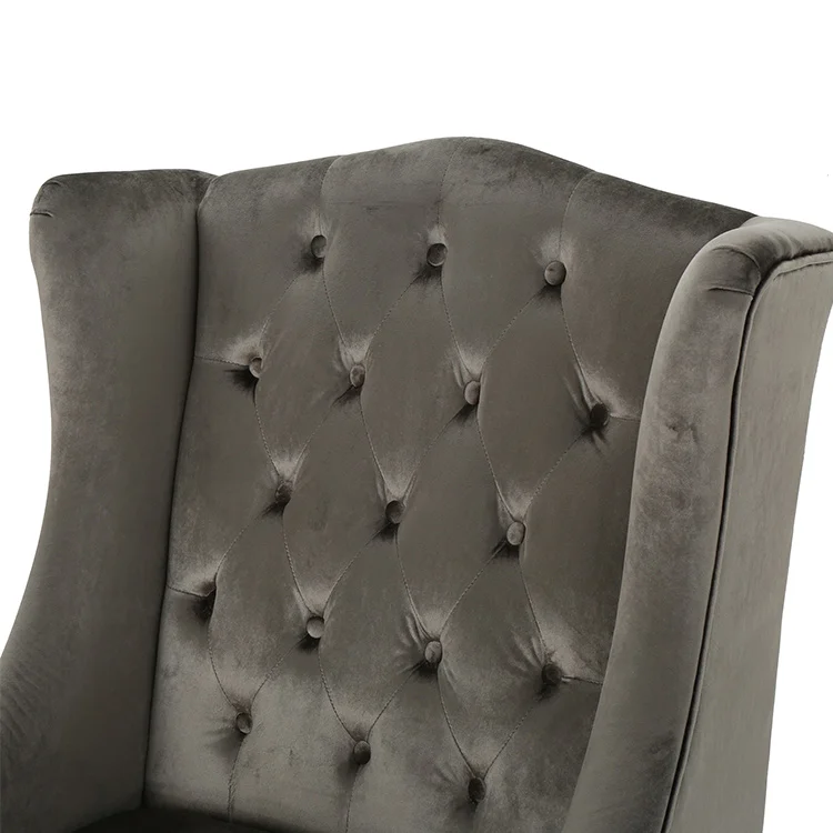 Free Shipping Within The U.S. Living room Winged High-Back Tufted New Velvet Club Chair