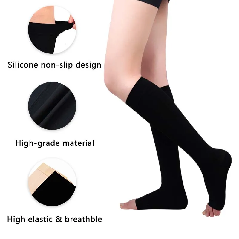 Women compression anti-embolism stocking 20-30mmhg Knee high hospital pressure stockings Varicose veins stocking