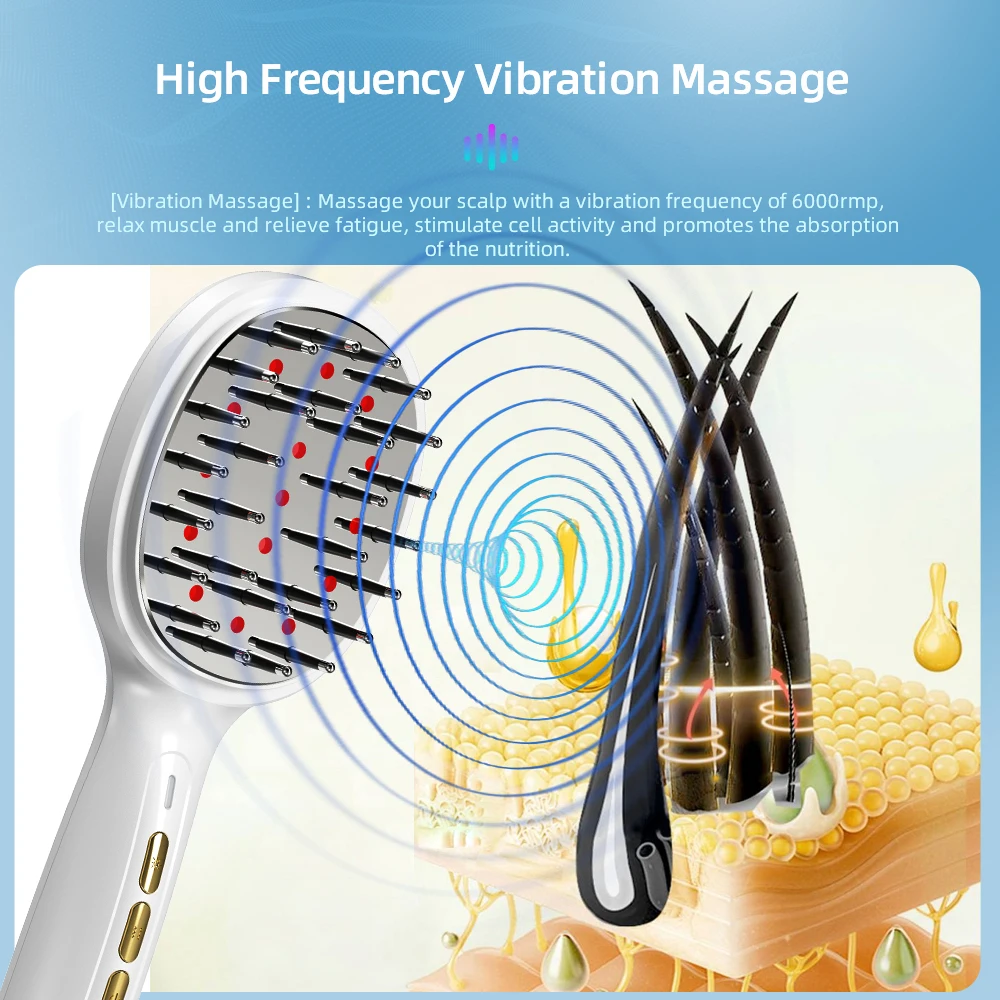 Home use beauty equipment head massager  laser electric scalp massager rf hair massage brush