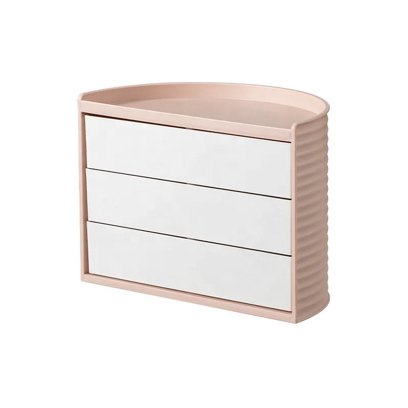 Desktop Countertop Organizer Makeup Organizer Semi Circular Dresser Jewelry Container Dustproof Rotating Cosmetics Storage Box