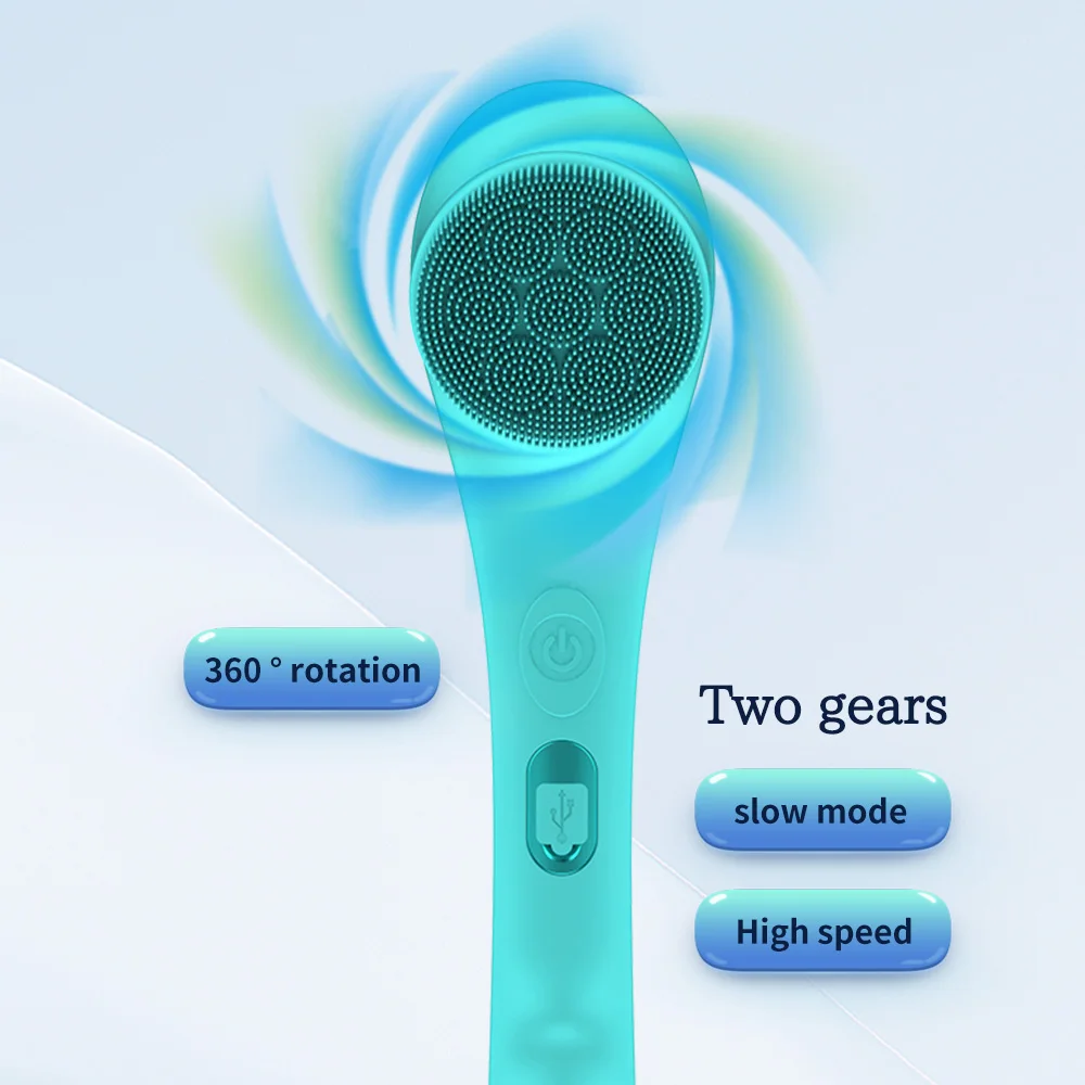 Waterproof Spin Washing Body Brush 4 Function Silicone Back Scrubber Electric Shower Body Massage Brush