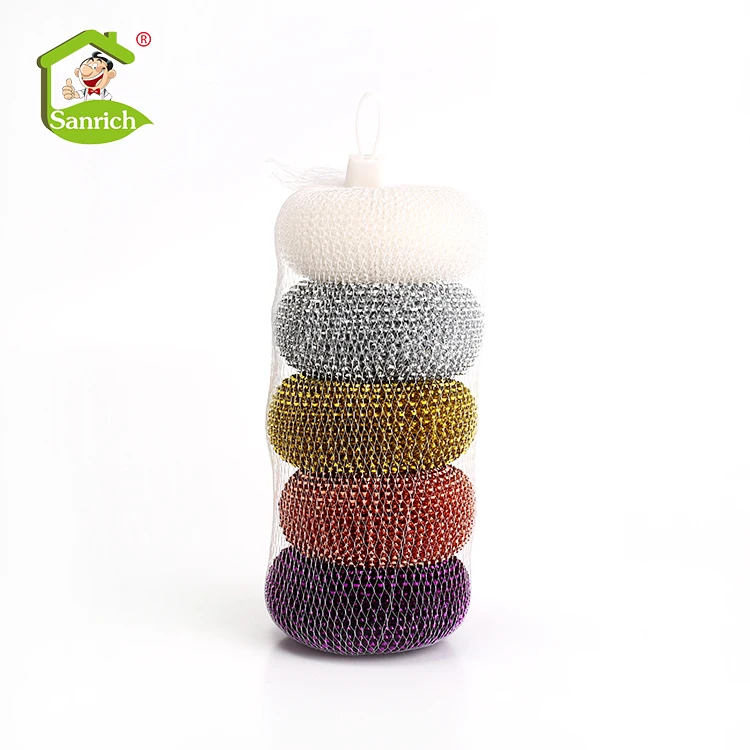 Металлический латунный шарик для чистки посуды со спиральной проволокой