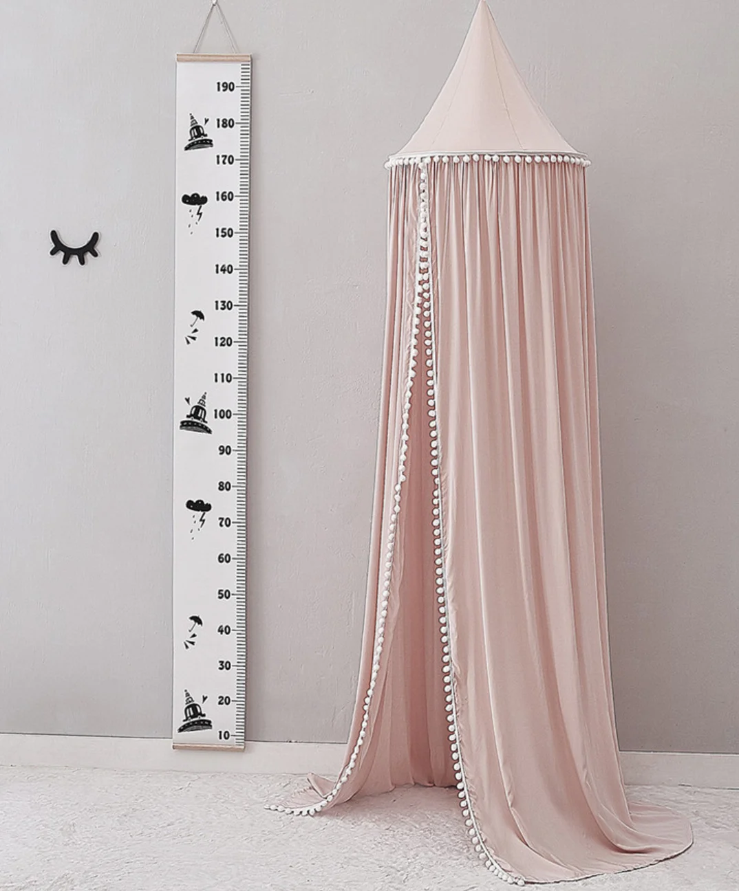 PLHMIA-Baby Bed Canopy Curtain Round Top Dome Hanging Mosquito Net Cover For Bedding Room