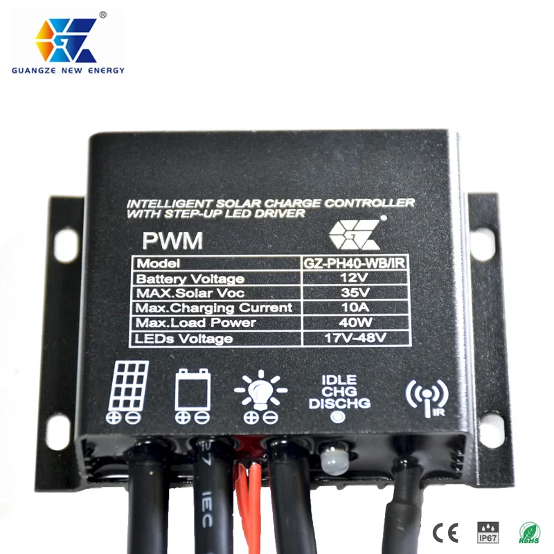 12/24v 10a Regulator Solar Street Light PWM Solar Light Ip67 Charging Controller for Lead Acid Battery with Microwave Sensor