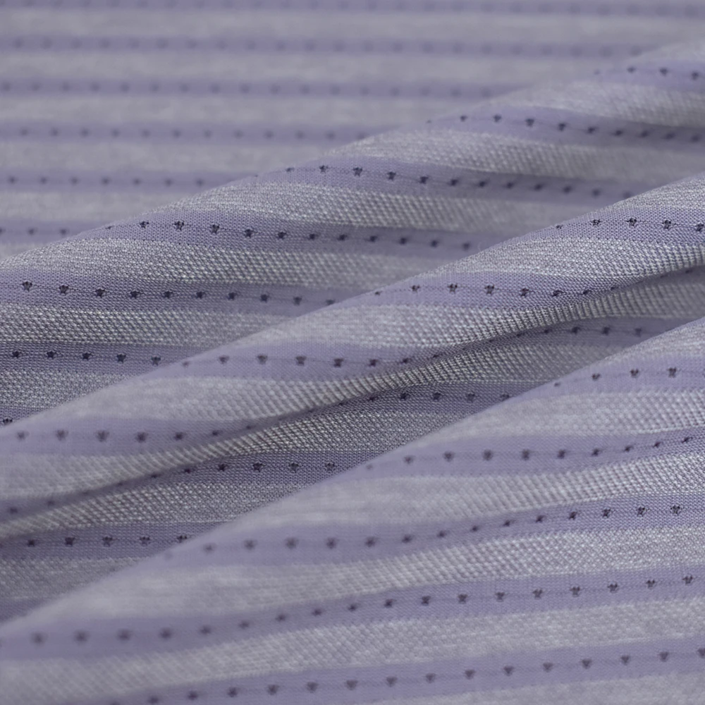 Popular textile nylon spandex polyester stripe single jacquard mesh knit fabric for T-shirt
