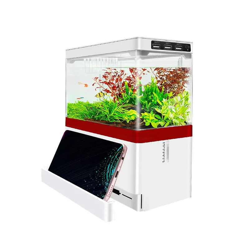 
5V USB small aquarium coffee table nano potted plants desktop led pump filter 