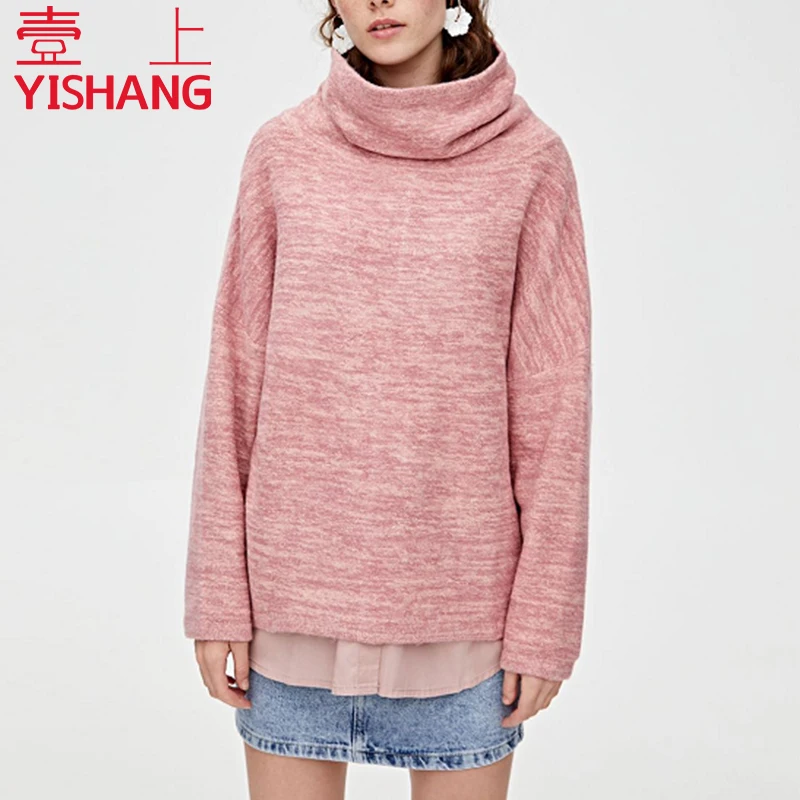 Lady Casual Cloth  Knitwear High Neck Jumper Women Pullover Sweaters custom knit sweater