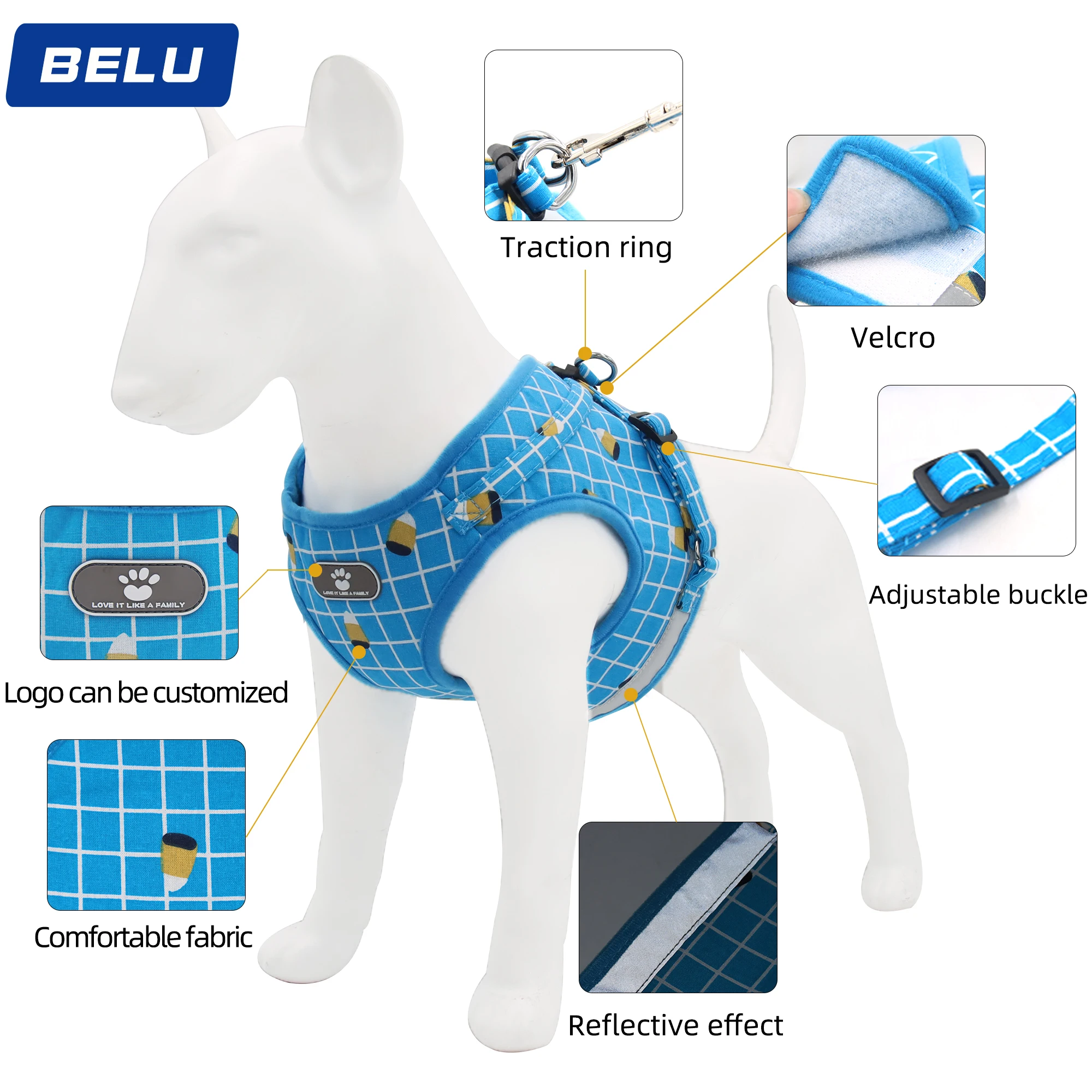 Vest Harness Leash Adjustable Mesh Vest Dog Harness Collar Chest Strap Leash Harnesses With Traction Rope XS/S/M/L/XL