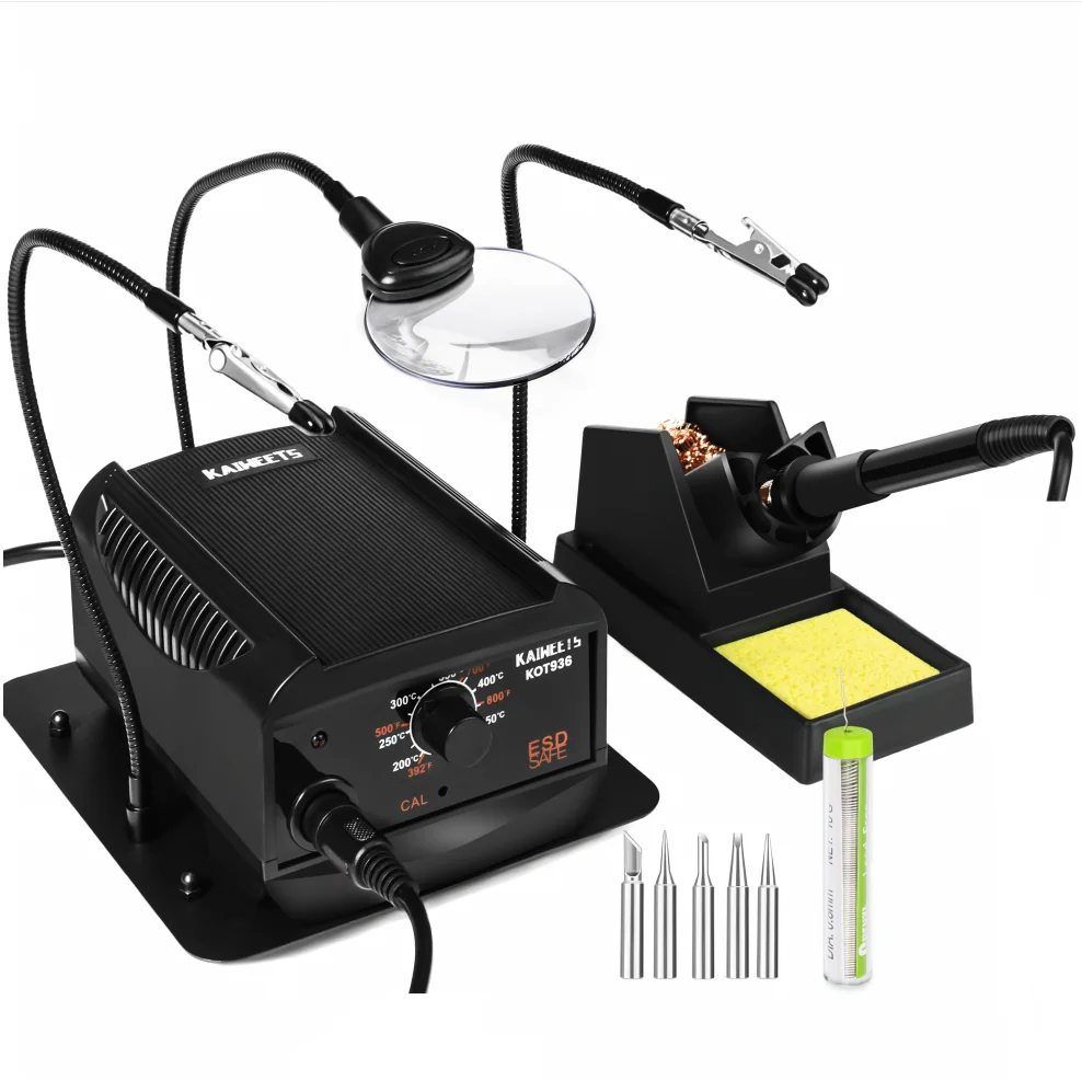 KAIWEETS 2 IN 1 Electric Soldering Station Rework Station hot air gun Welding Repair Soldering Iron Tools