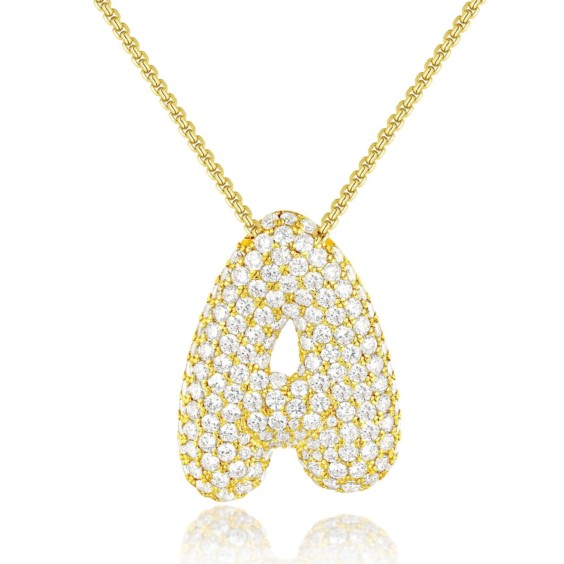 Hot Selling Fashion Versatile 26 big Letter Necklace  diamond chunky letter necklace for woman