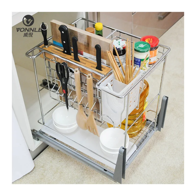 VONNIE kitchen cabinet accessories soft closing drawer seasoning basket pull out drawer basket
