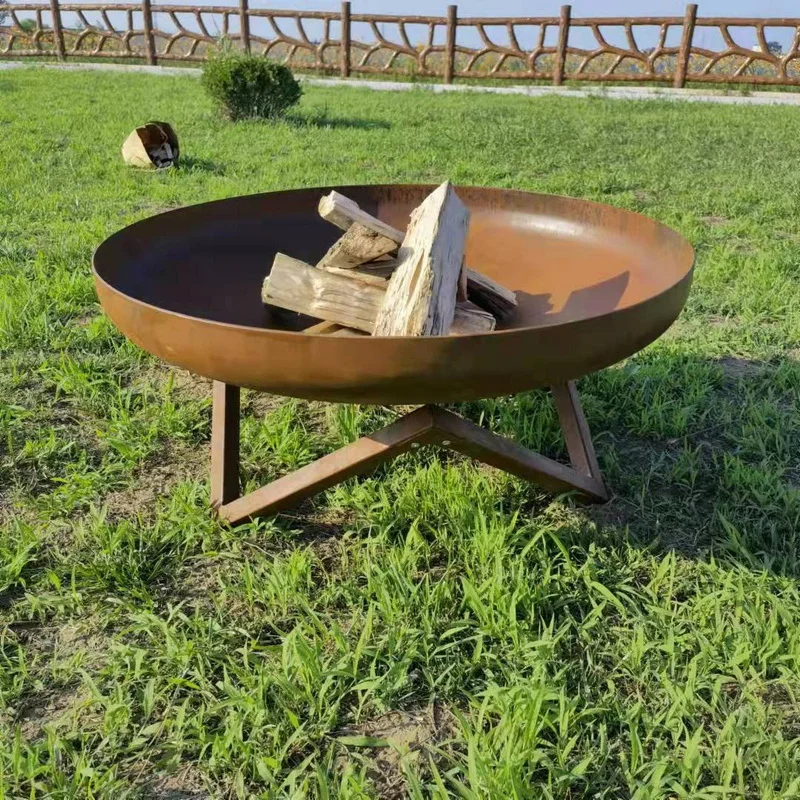 Carbon steel  camfire   for outdoor camping  wood fire pit for courtyard L size D=80cm heating stove bonfire basin campsite