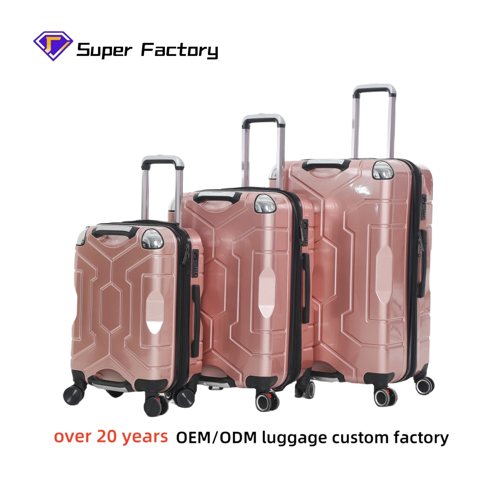 Luggage Factory Lightweight 3-Piece Travel Set with Detachable Wheels and Double Handles