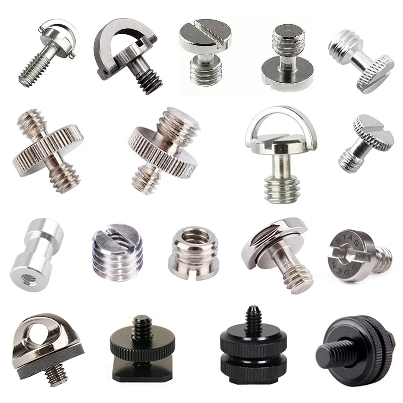 Mini stainless steel aluminium thumb knob 1/4 3/8 d-ring camera screw