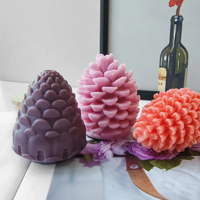C046 Creative 3D Pinecone Shaped Aromatherapy Candles for Home Decoration Soy Wax Scented Candles Smokeless Candles