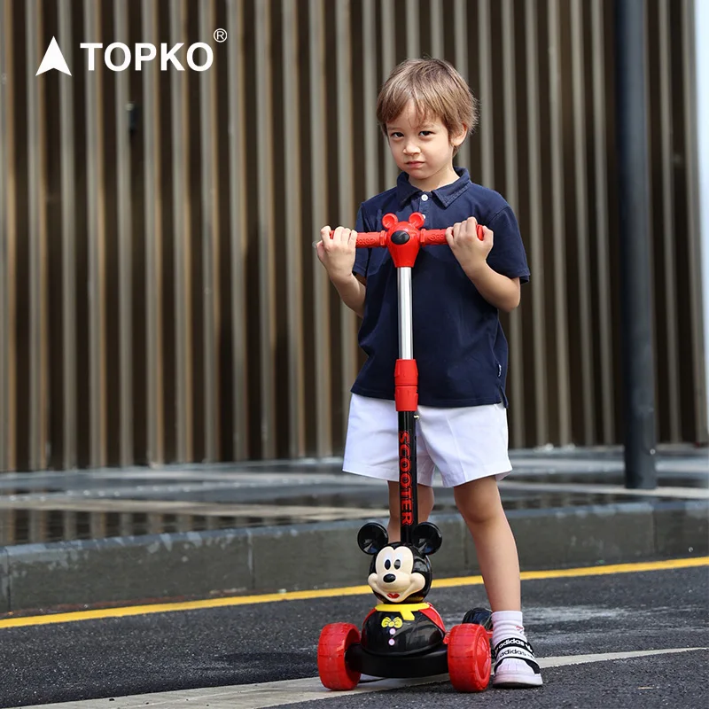 Детский самокат TOPKO с 3 колесами пластиковый для детей регулируемый по высоте детский скутер От 2 до 8 лет Лидер продаж