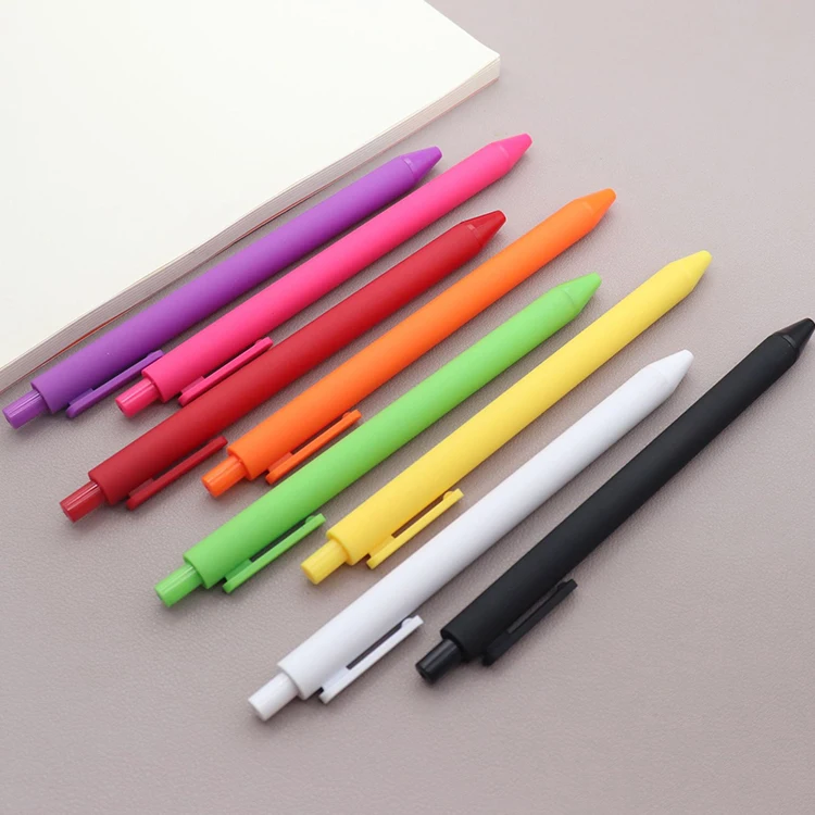 Best Bulk Plastic Cheap Multicolored Ballpoint Gel Pens With Press OEM Retractable Custom Printed Logo For Stationery Purple Red