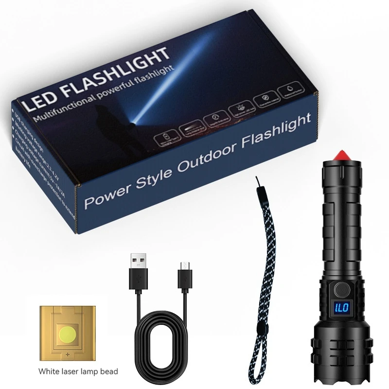 Hot Selling Digital Display XHP70 Flashlight Zoomable Usb Rechargeable Tactical Led Flashlight