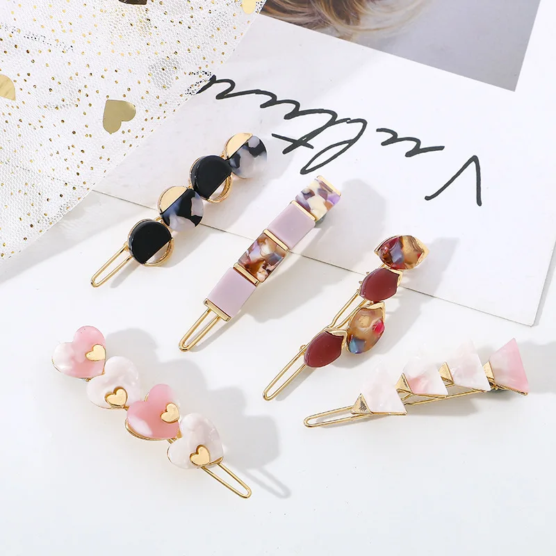 
Genya Trendy Side Clip Acetic Acid Hairpin Geometric Shape Fringe Hair Clip For Ladies 