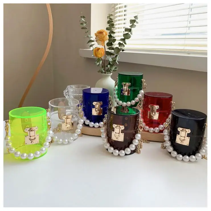 
2021 акриловые сумочки для женщин, прозрачные мини-сумки-тоуты, летние модные женские круглые металлические прозрачные кошельки желе с банданами 