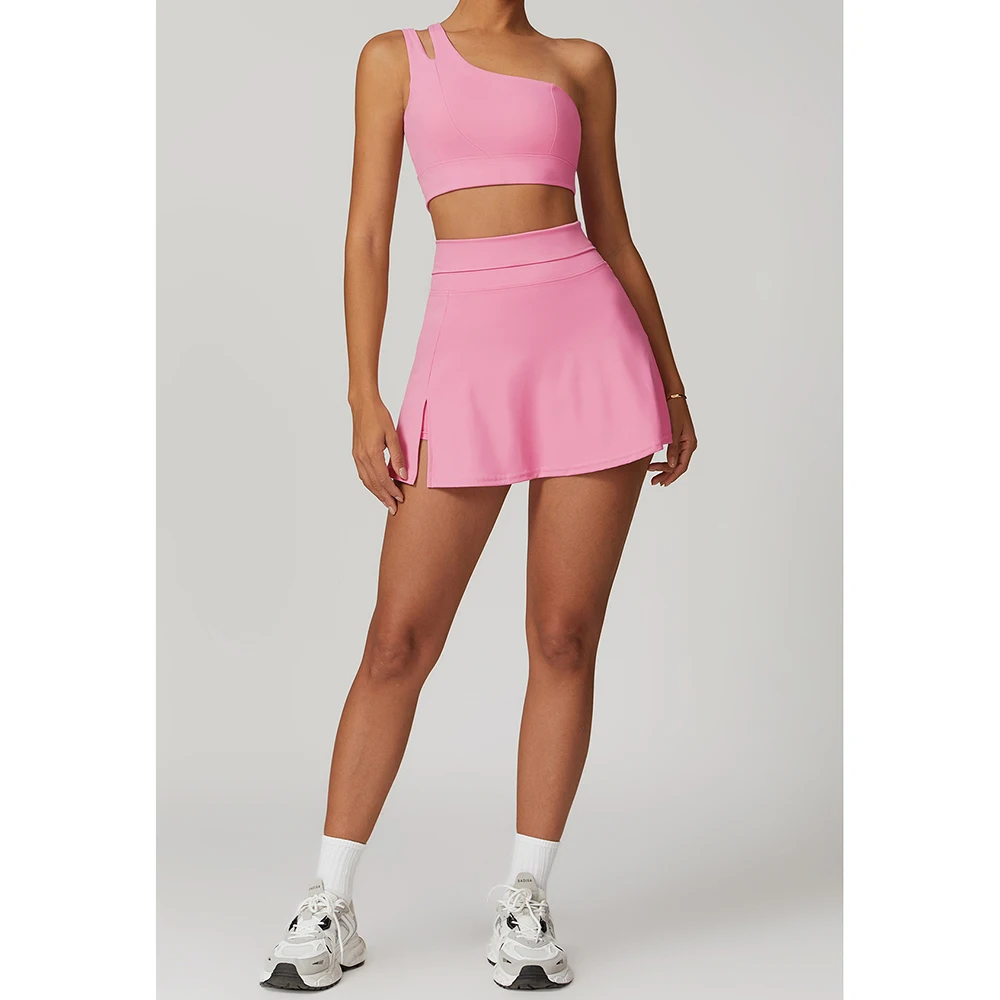 Custom Logo Womens Golf Tennis 2 piece yoga skirt set sports skirt and top workout set for women