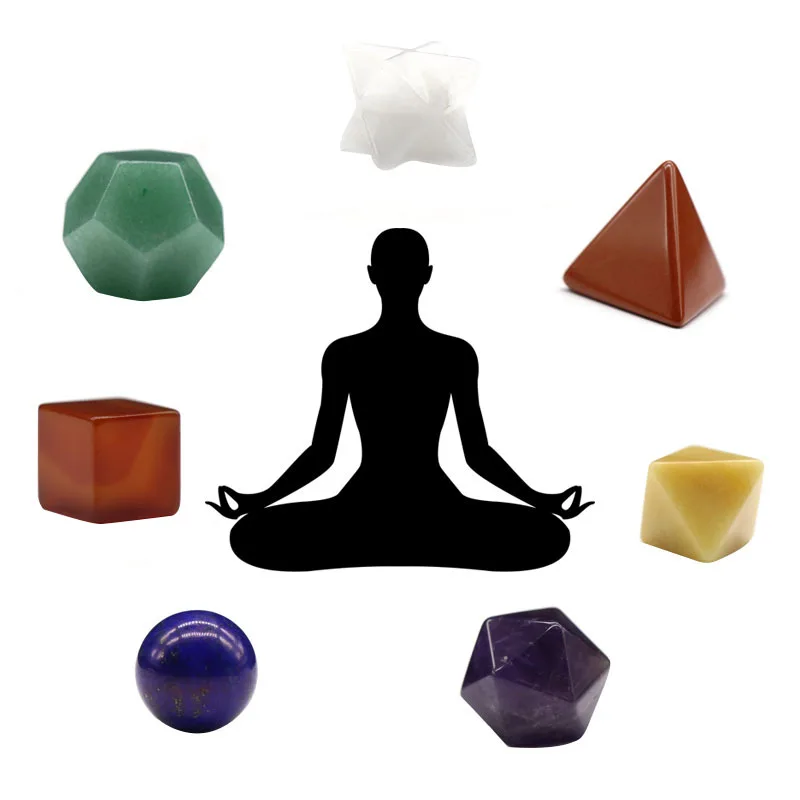 yoga stone geometry small ornaments teaching materials worry crystal stone seven chakra set