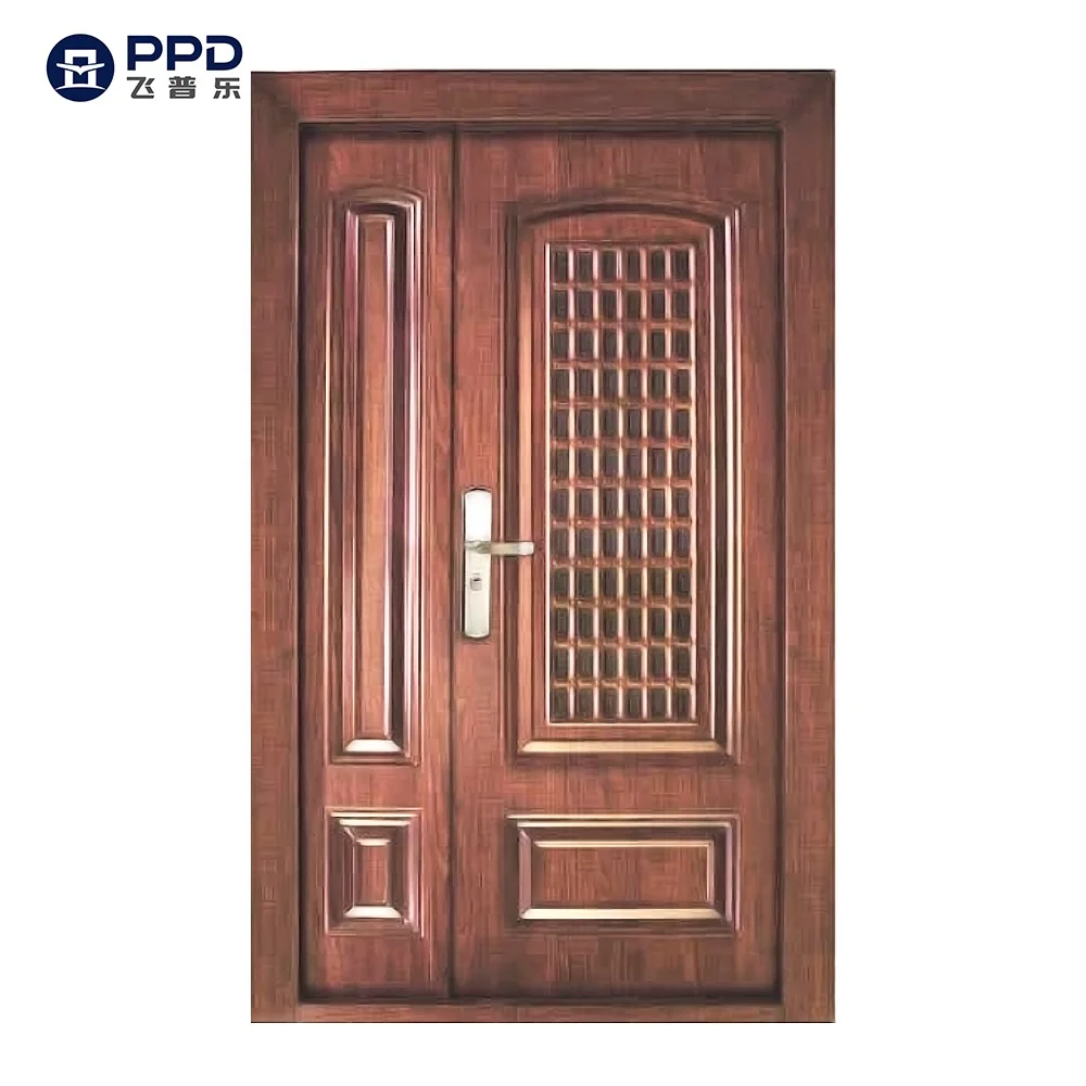 Modern Main Entrance  Security Steel Door Iron Exterior House Door Designs With Smart Lock
