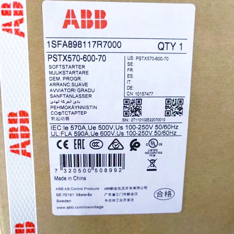 ABB Soft starter 400v 160KW  Original  official agent 1SFA898114R7000 PSTX300-600-70 PSTX series Brand new ABB