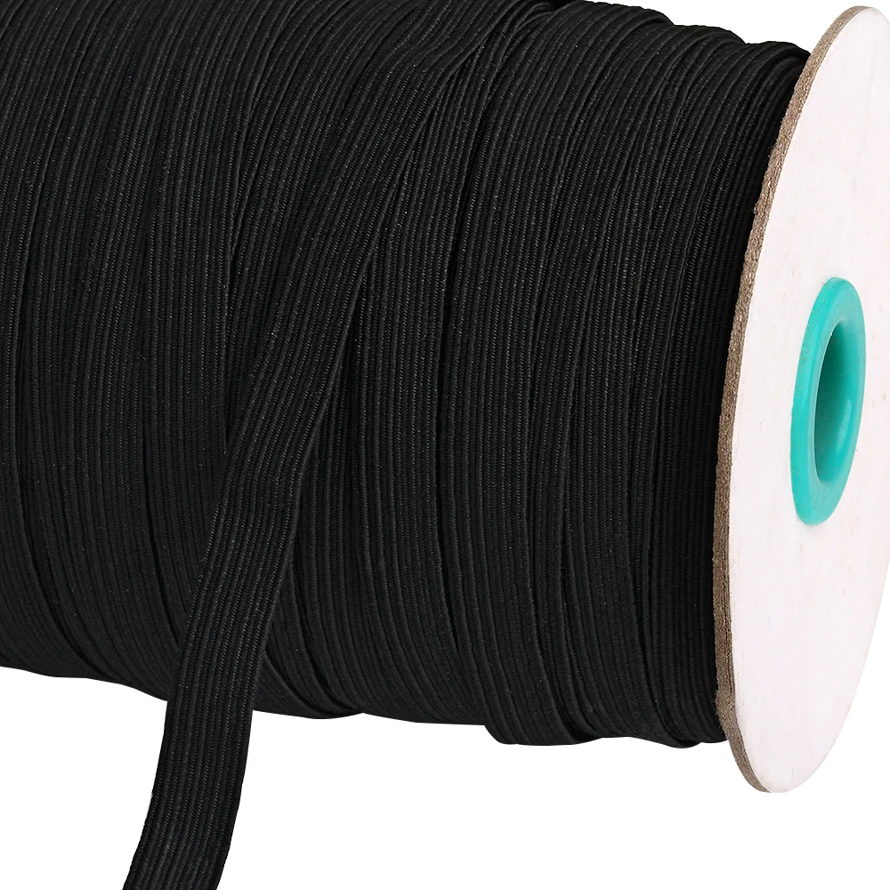 Factory Wholesale 6MM White/Black Flat elastic band1/4 inches Braided Elastic Strap
