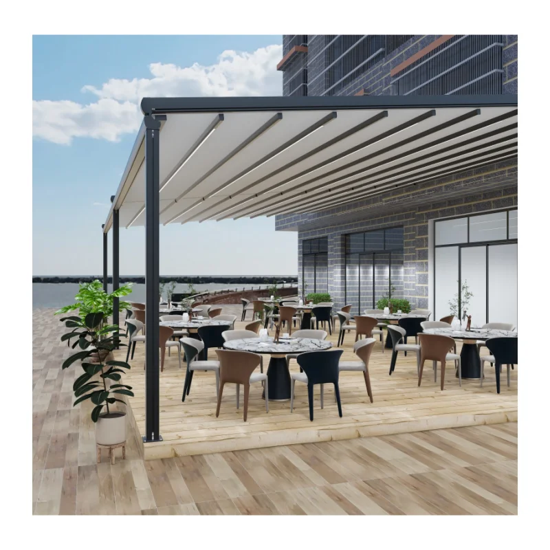 Waterproof PVC Folding Retractable Pergola Roof Motorized Awning Patio Canopy Pergola With Shade