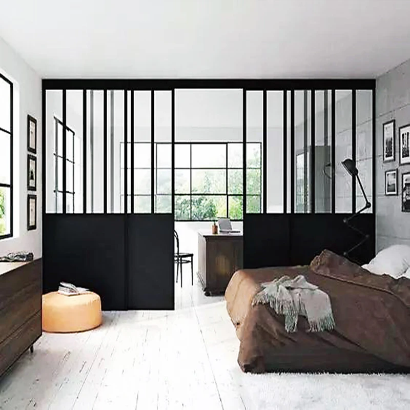 Restaurant partition wall and sliding door customization, cubicle glass door design, double toughened glass sliding door