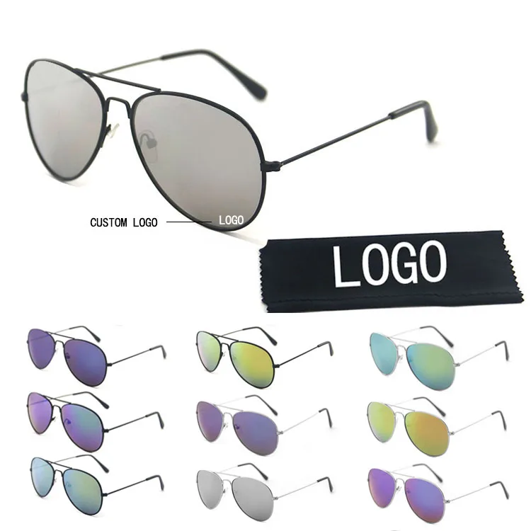 Wholesale design sunglasses UV400 fashion mirrored shades metal frame sun glasses metal mirror lens sunglasses
