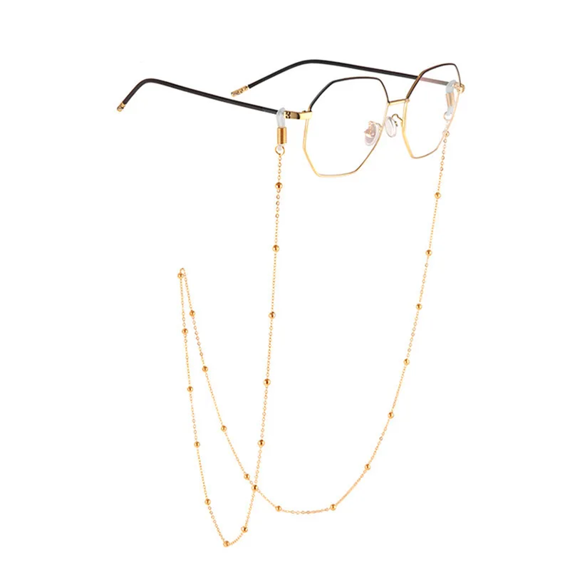 New Lady Metal Golden beads Chain for Sunglasses With Silver Necklace Arm Anti drop Neck Straps Holder Corrente de oculos (1600290262803)