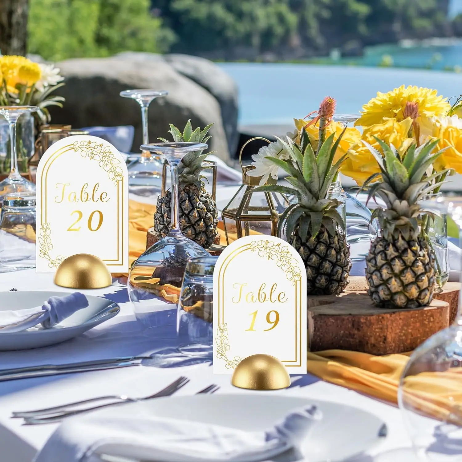 Modern Double-Sided Gold Foil Table Number Card Signs 1-30 Arch Table Number Cards for Wedding Reception