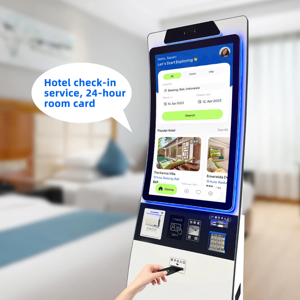 Custom bill acceptor and recycler 32 inch cabinet kiosk casino card reader self service sports and betting kiosk