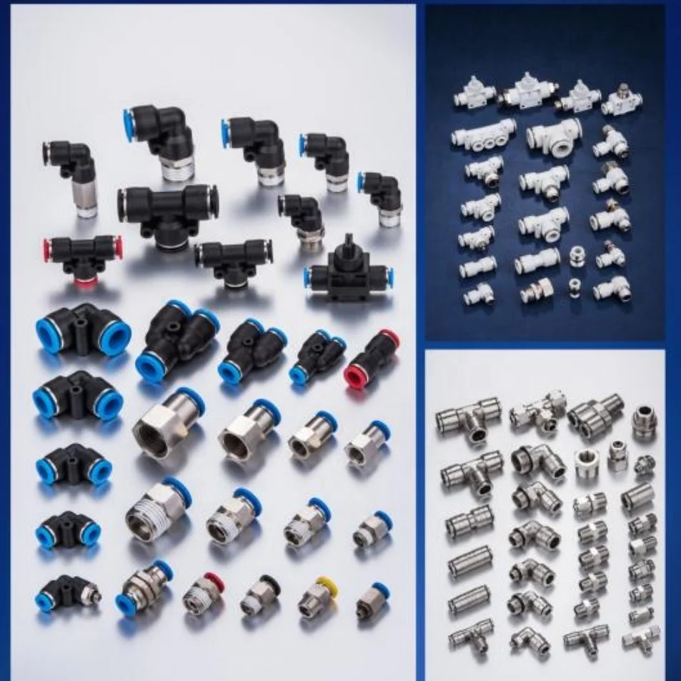 PLM  Two way bulk head elbow equal Plastic nickel coated brass Pneumatic Pipe Tube Fitting