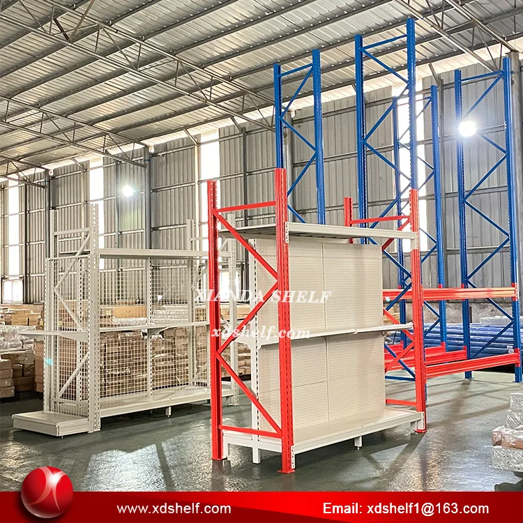 Commercial storage units Wire Storage Industrial Rack Metal Gridwall Iron Metallic Supermarket integrated gondolas Shelving