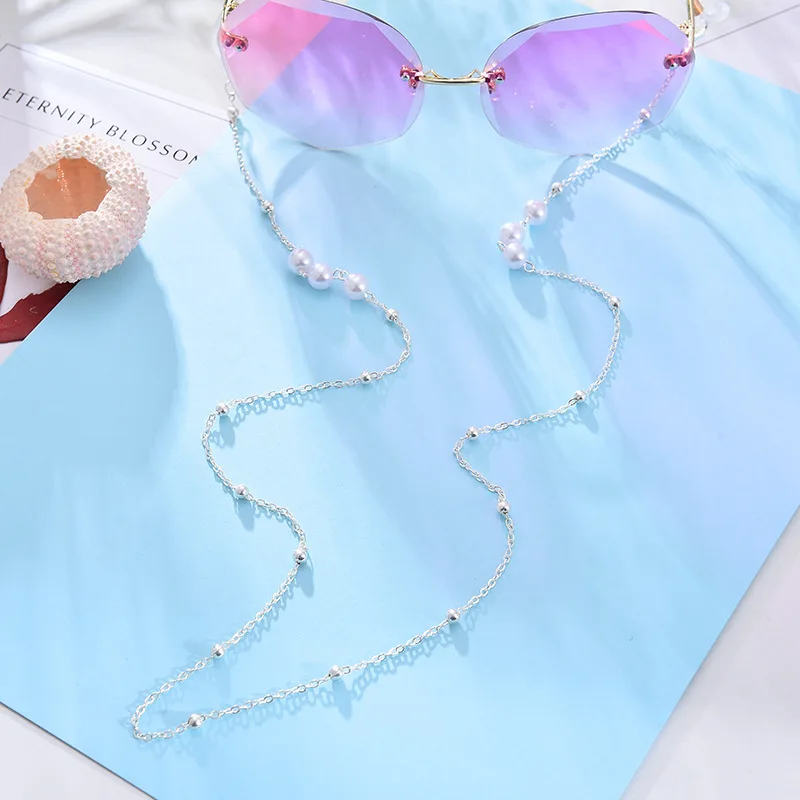 2022 Korean glasses chain Beaded simple anti slip anti falling metal glasses sling copper plated gold-plated chain for glasses